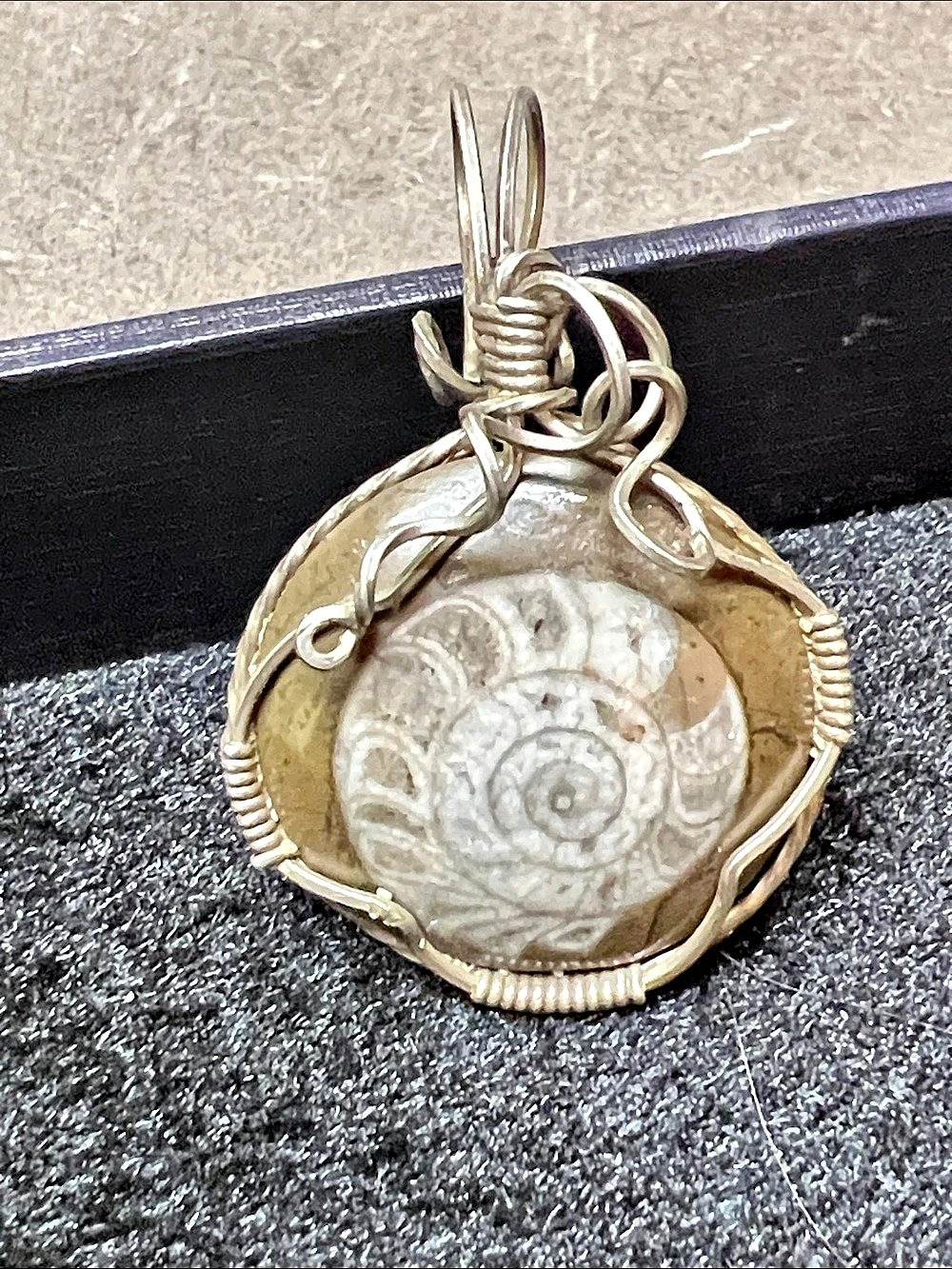 Fossil Stone Wire Wrapped pendant